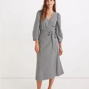 Madewell Textured Dot Wrap Midi Dress Fall Cottage Prairie